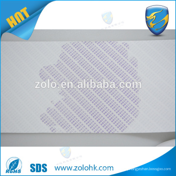 Water indicate fragile eggshell sticker destrucible sticker with watermarks for double security sticker